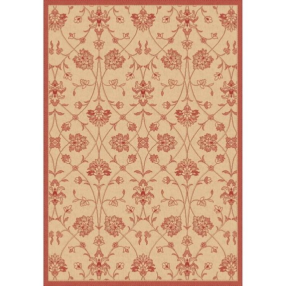 Dynamic Rugs Piazza Parisian Indoor/Outdoor Area Rug - Natural/Red