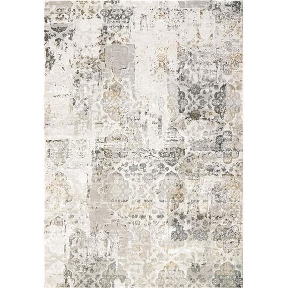Dynamic Rugs QU101427077190 9 ft. x 12 ft. 10 in. Quartz 27077 Area Rug, 190 Ivory & Grey