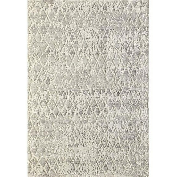 Dynamic Rugs QU2827039111 2 ft. 2 in. x 7 ft. 7 in. Quartz 27039 Rectangle Traditional Area Rug - 111 Ivory & Silver