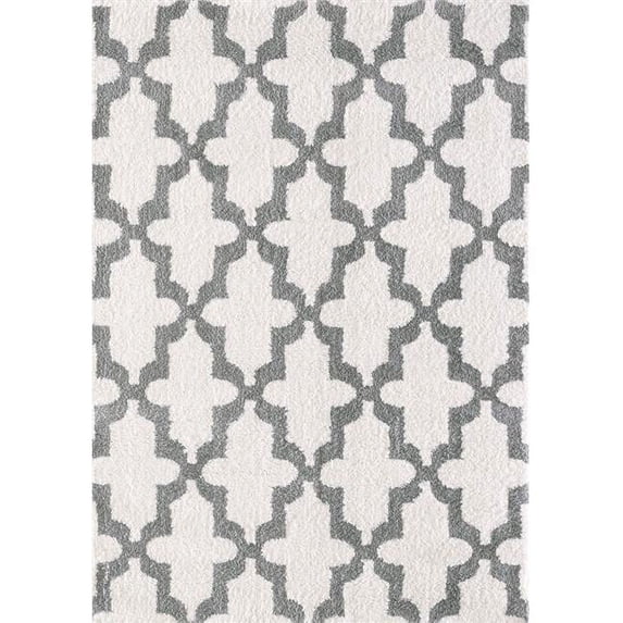 Dynamic Rugs SI245906110 2 ft. x 3 ft. 3 in. Silky Shag 5906 Rectangle Contemporary Rug - 110 White & Silver