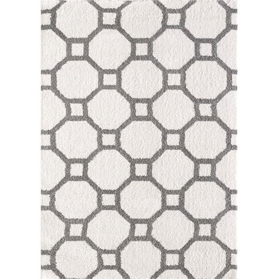Dynamic Rugs SI7105903119 6 ft. 7 in. x 9 ft. 6 in. Silky Shag 5903 Rectangle Contemporary Rug - 119 White & Silver