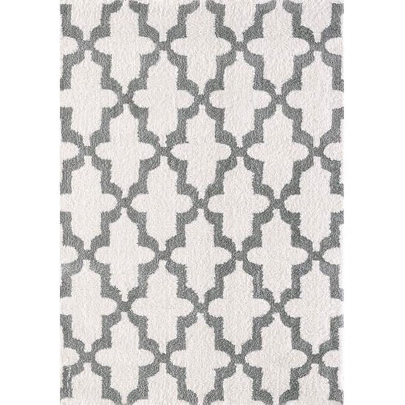 Dynamic Rugs SI9125906110 7 ft. 10 in. x 10 ft. 10 in. Silky Shag 5906 Rectangle Contemporary Rug - 110 White & Silver