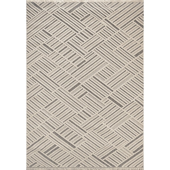Dynamic Rugs Seville Ivory/Grey 5X7 Geometric Area Rug