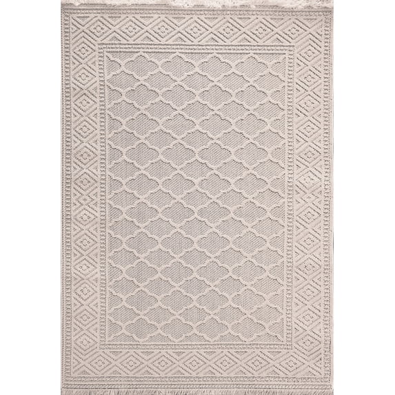 Dynamic Rugs Seville Ivory/Soft Grey 5X7 Trellis Area Rug