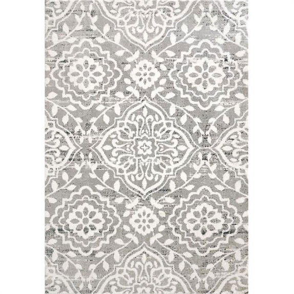 Dynamic Rugs TY694605910 5 ft. 3 in. x 7 ft. 7 in. Troya 4605 Rectangle Contemporary Area Rug - 910 Grey & Ivory