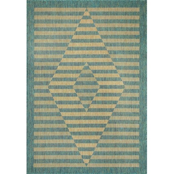 Dynamic Rugs VL681633850 5 ft. 3 in. x 7 ft. Villa 1633 Rectangle Blend of Viscose & 2- Color Shrink Polyester Area Rug - 850Neutral & Aqua