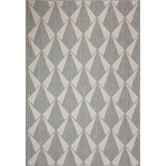 Dynamic Rugs VL681641190 5 ft. 3 in. x 7 ft. Villa 1641 Rectangle Blend of Viscose & 2- Color Shrink Polyester Area Rug - 190 Ivory & Grey