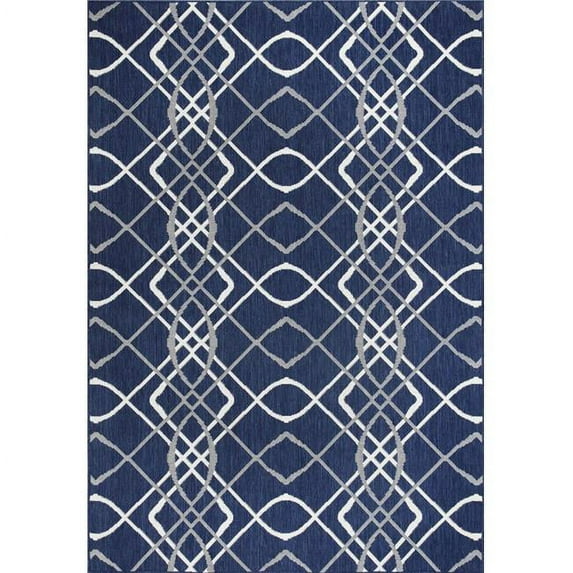 Dynamic Rugs VL7111643510 7 ft. 10 in. x 10 ft. Villa 1643 Rectangle Contemporary Area Rug - 510 Navy & Ivory