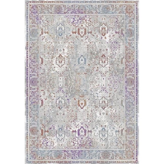 Dynamic Rugs VY7107983925 6 ft. 7 in. x 9 ft. 6 in. Valley 7983 Rectangle Traditional Area Rug - 925 Grey, Pink & Blue