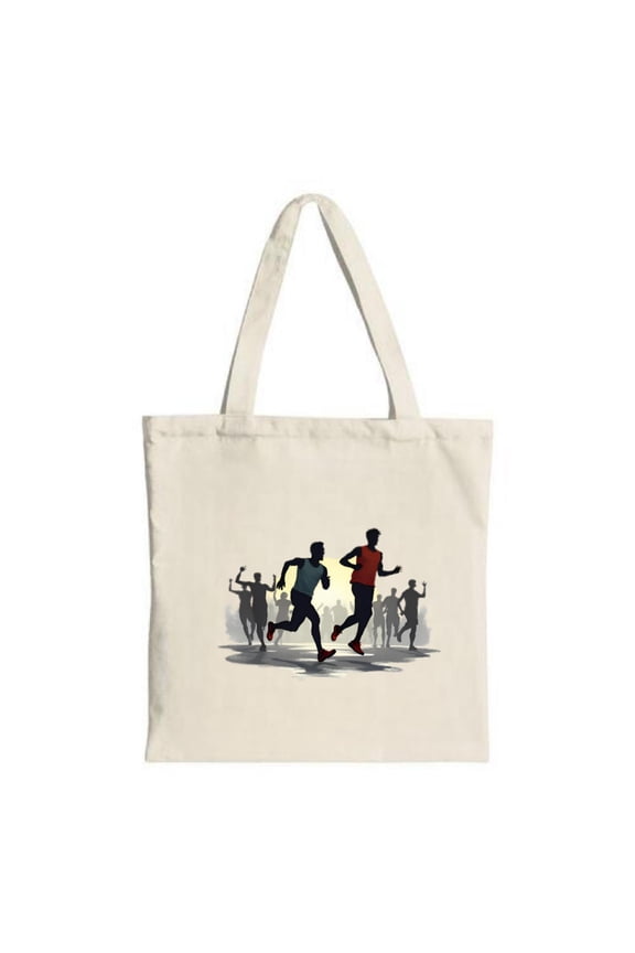 Dynamic Runners Canvas Tote Bag - Multifunctional Reusable Shopping Bag with Energetic Graphic Design Perfect for Travel & Parties
