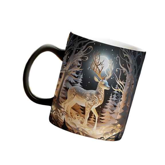 Dynamic Santa Snowflakes Reindeers Christmas Mugs Changes Color With Temperature Ceramic Construction Gift Ready