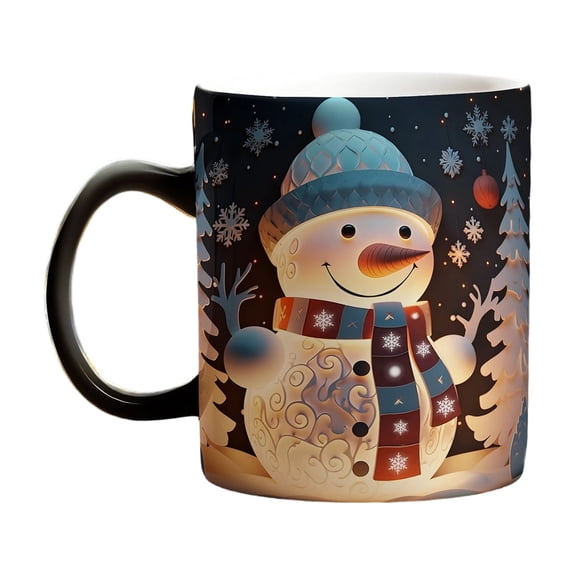 Dynamic Santa Snowflakes Reindeers Christmas Mugs Changes Color With Temperature Ceramic Construction Gift Ready
