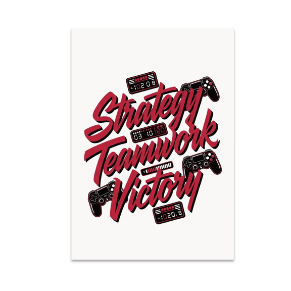 Dynamic Simple Script Art - Gamer Decor - 13x19 Poster Print