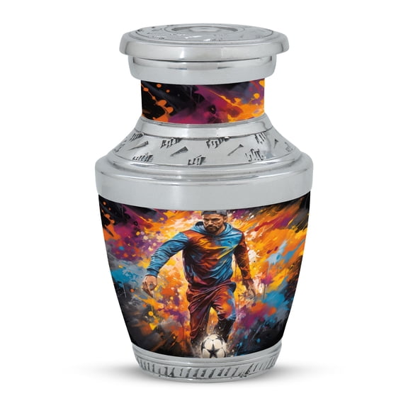Dynamic Soccer Artwork Lasting Memories - Compact Urn for Eternal Keepsake - Small Ashes Sanctuary - Funeral Urns For Human Ashes - Memorial Urns 3 Inch, 1 Pc