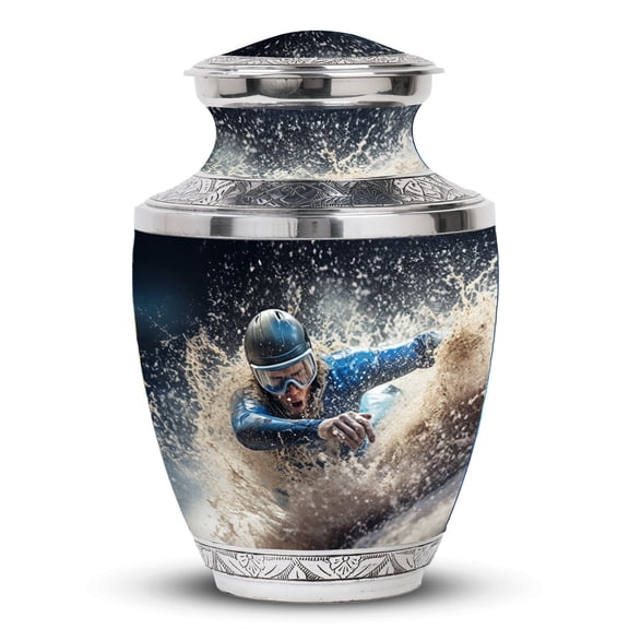 Dynamic Swimmer Artwork Unity Urn Large Family Urn - Ashes Together in Tranquility - Funeral Urns For Human Ashes - Memorial Urns 10 Inch
