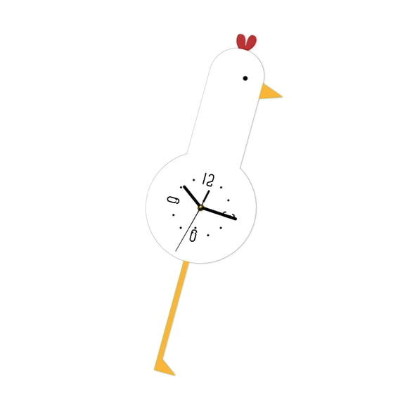 Dynamic Swinging Cartoon Chicken Wall Clock Acrylic for Fun Home Decor