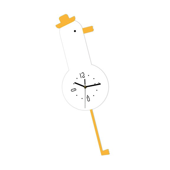 Dynamic Swinging Cartoon Chicken Wall Clock Acrylic for Fun Home Decor