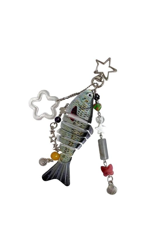 Dynamic Swinging Fish Shaped Keychain Dynamic Fish Charm Key Holder Handmade Fishing Enthusiast Unisex Bag Accessory