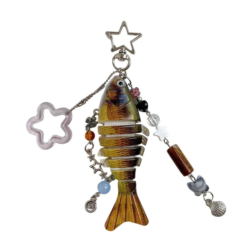 Dynamic Swinging Fish Shaped Keychain Handmade Fishing Enthusiast Bag ...