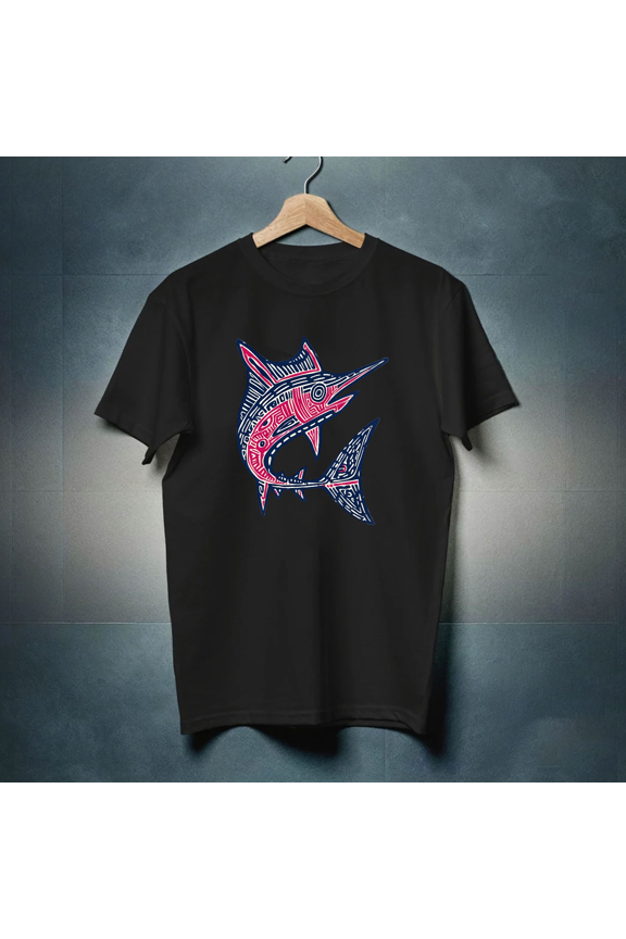 Dynamic Swordfish Block Print For Kids Ocean Adventure Room Decor Unisex T-Shirt, up to size 5XL.