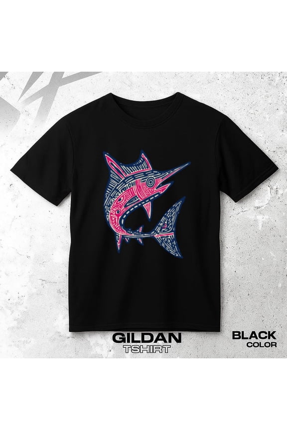 Dynamic Swordfish Block Print For Kids Ocean Adventure Room Decor Unisex T-Shirt, up to size 5XL.