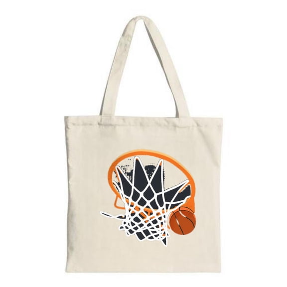 Dynamic Tote Bag - Vibrant orange and black design with a mid - air basketball perfect for shopping travel and parties