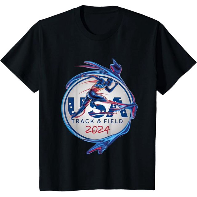 Dynamic Track and Field 2024 Logo Speed and Patriotism USA TShirt