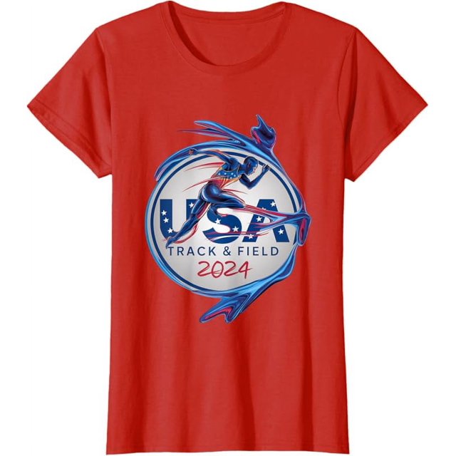 Dynamic Track and Field 2024 Logo Speed and Patriotism USA TShirt