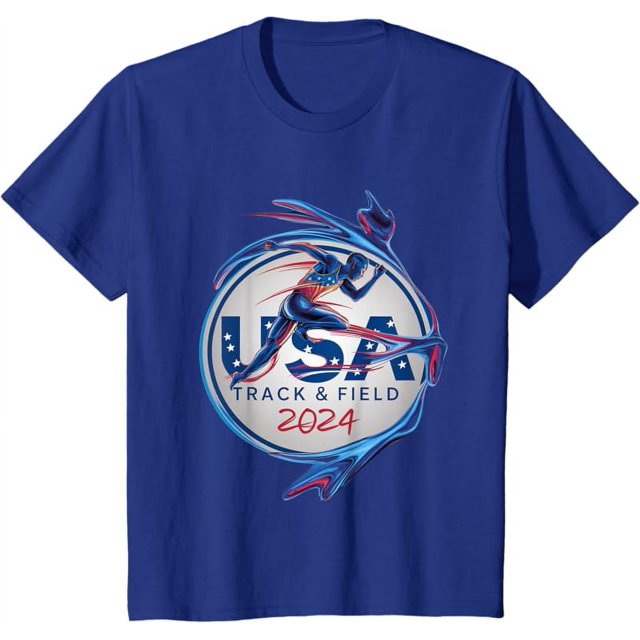 Dynamic Track and Field 2024 Logo Speed and Patriotism USA TShirt
