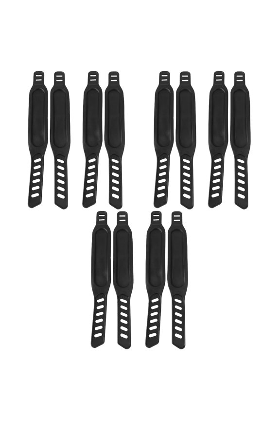 Gym Bike Toe Straps Adjustable Black Plastic Pedal Straps 12Pcs