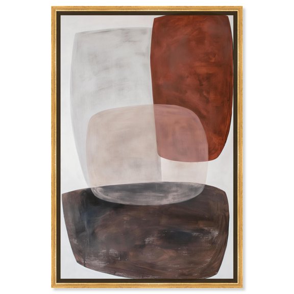 Dynamic Triangles Canvas Earthy Abstract Art by Art Remedy, Gold Frame, 30" x 45"