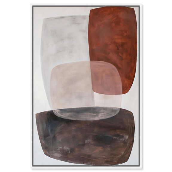 Dynamic Triangles Canvas Earthy Abstract Art by Art Remedy, White Frame, 36" x 54"
