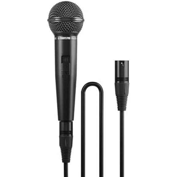 Dynamic Vocal Microphone, Cardioid Microphone with ON/Off Switch, 16.4 ft XLR Cable, Mic Clip, Storage Bag, Wired Handheld Mic for Singing, Stage, Studio, Karaoke (PM-25S)$$Music