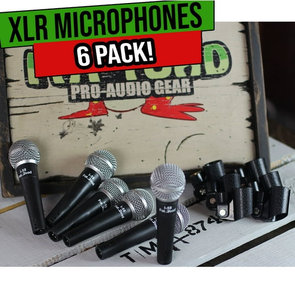 Dynamic Vocal Microphones 6 PACK - Stage Singing Music Recording Home Studio Mic