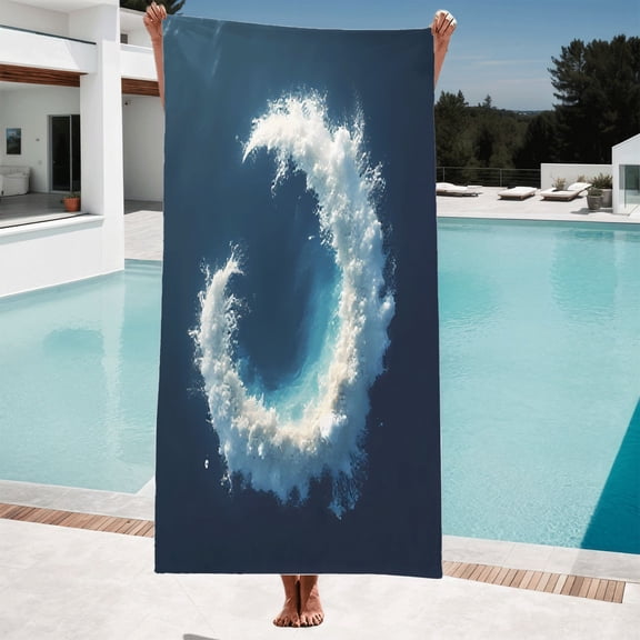 Dynamic Wave Splash Beach Towel - Deep Blue Ocean Design Perfect for Pool Bath and Travel - Ideal for Women