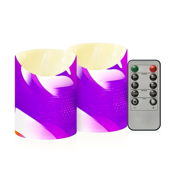 Dynamic Waves Flameless Candles 2 PCS with Remote Realistic Moving Flame LED Tapered Pillar Set for Home Decor