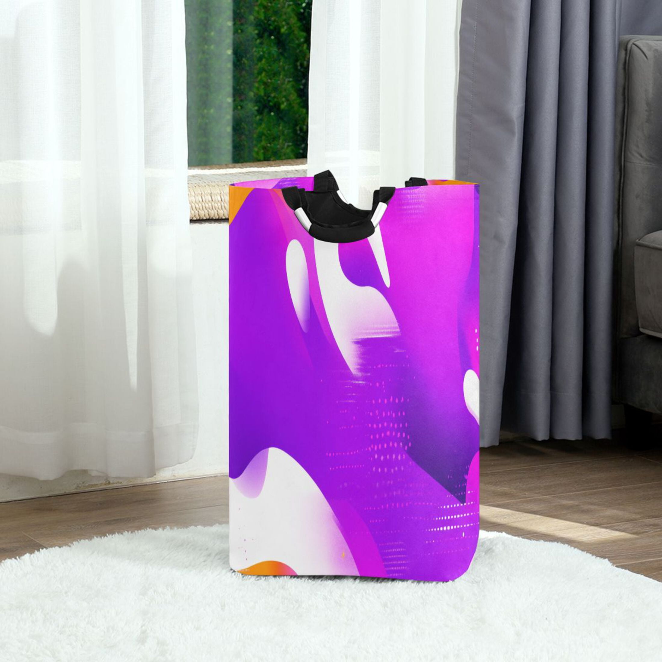 Dynamic Waves Foldable Laundry Hamper 12.6x11x22.7in with Handles for Bathroom Bedroom Storage