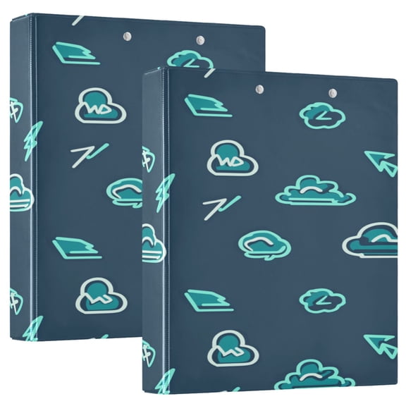 Dynamic Weather Symbols 12.4x10.6in PVC Round Ring Binder, D-Ring 3-Hole, Metal Clip, 200 Sheets