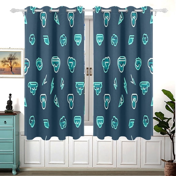 Dynamic Weather Symbols 63x55in Window Curtain Panels 63x55in 2-Piece Heavy Duty 80% Light Blocking