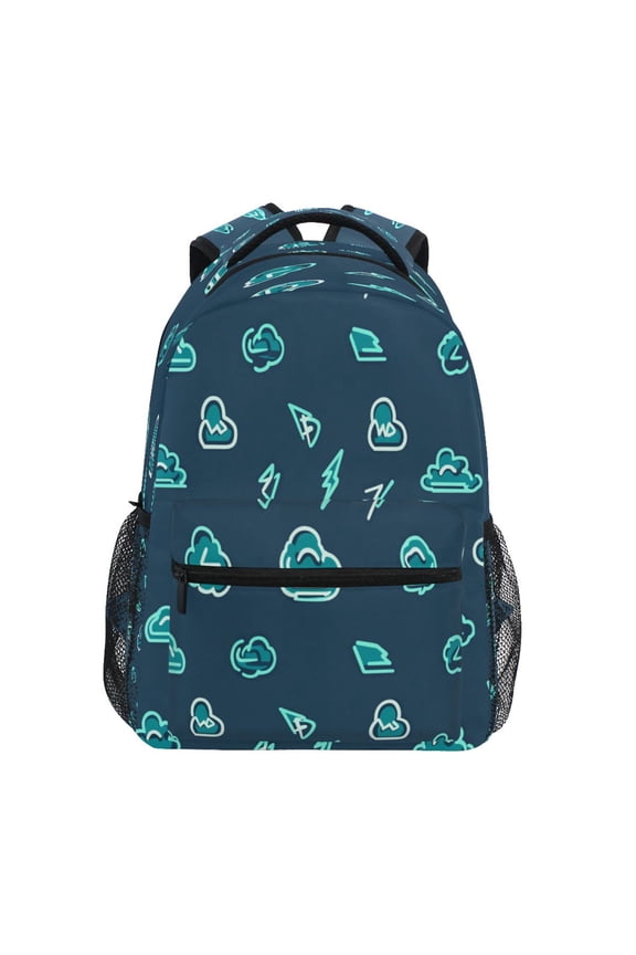 Dynamic Weather Symbols Stylish Large Backpack 15L Self-Standing Durable Twill for School, Office and Travel Use