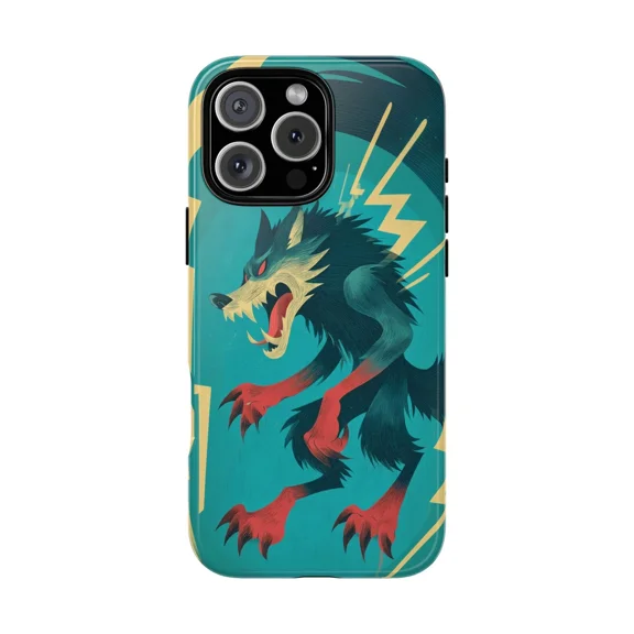 Dynamic Wolf Teal Vector Lightning Case for iPhone 11-17 Pro Max