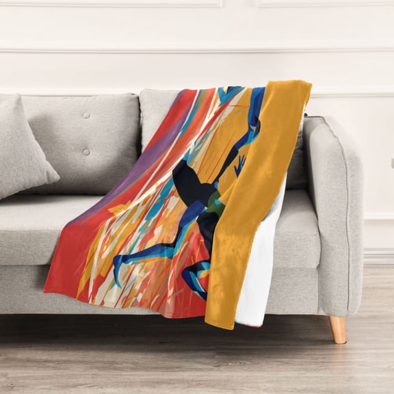 Dynamic and Energetic Athletes Throw Blanket 60" x 90" Soft and Warm Blankets for Couch Sofa and Bed