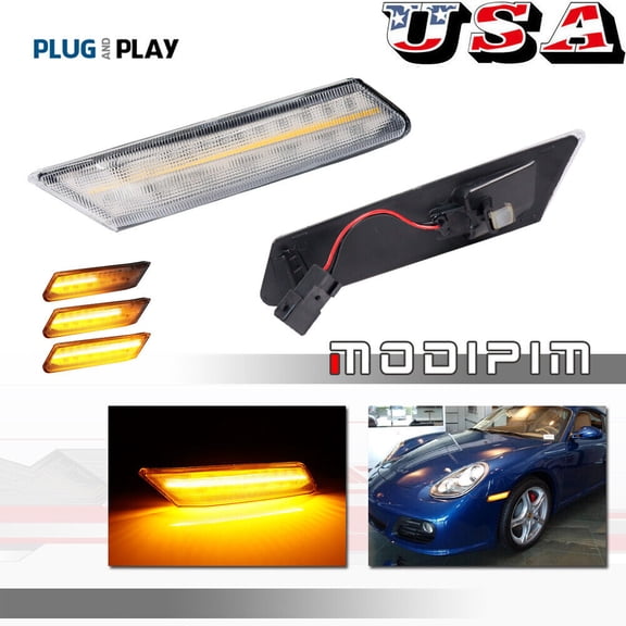 Dynamic sequence side marker light for 05-12 Porsche 997 Cayman Boxster 987-