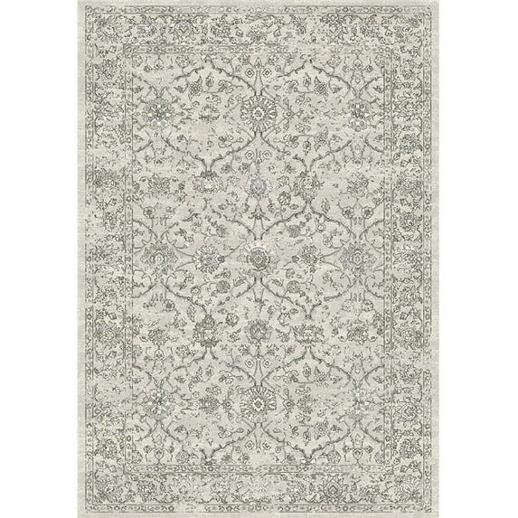 DynamicRugs ANOV69571369696 57136 Ancient Garden Collection 5.3 x 7.7 in. Traditional Oval Rug, Silver & Grey