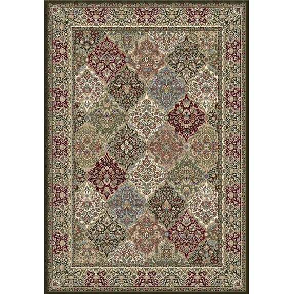 DynamicRugs ANR8570083233 57008 Ancient Garden Collection 7.10 in. Traditional Round Rug, Cream & Grey
