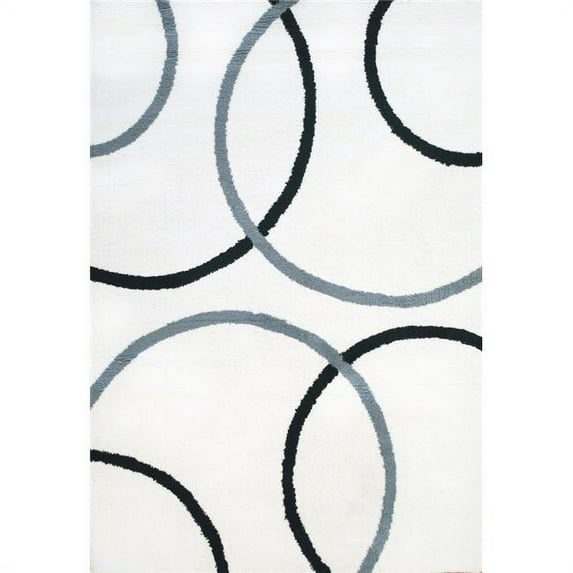 DynamicRugs SI9125922190 5922 Silky Shag Collection 7.10 x 10.10 in. Contemporary Rectangle Rug, White & Grey & Black