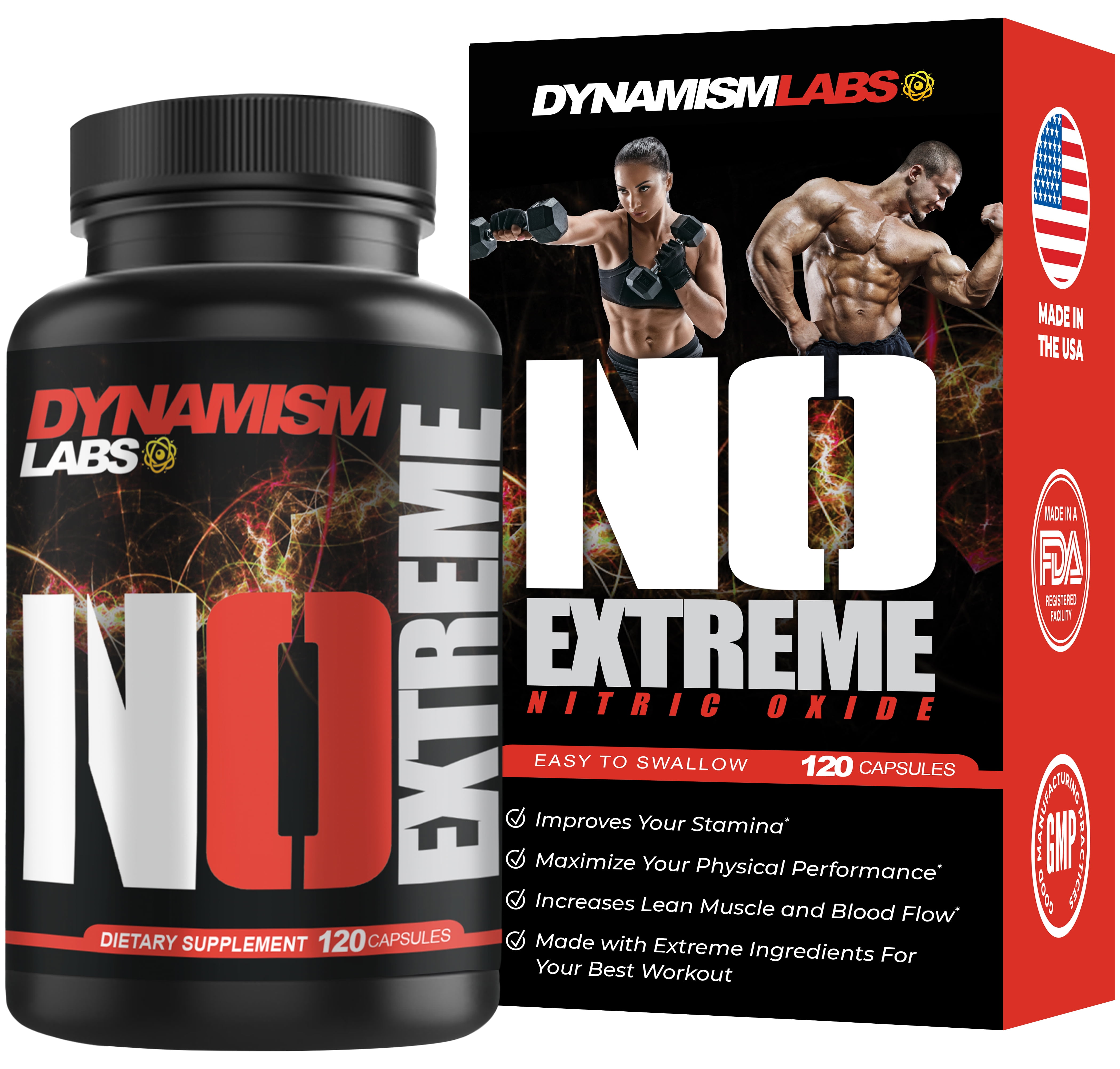 Dynamism Labs NO Extreme Nitric Oxide Booster, Increased Blood Flow