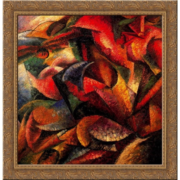Dynamism of a Human Body 24x20 Gold Ornate Wood Framed Canvas Art by Umberto Boccioni