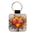 thumbnail image 1 of Dynamite Exploding Explosion Watercolor Faux Leather Square Keychain, 1 of 7