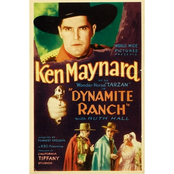 Dynamite Ranch Top: Ken Maynard On Midget Window Card 1932. Movie Poster Masterprint (24 x 36)